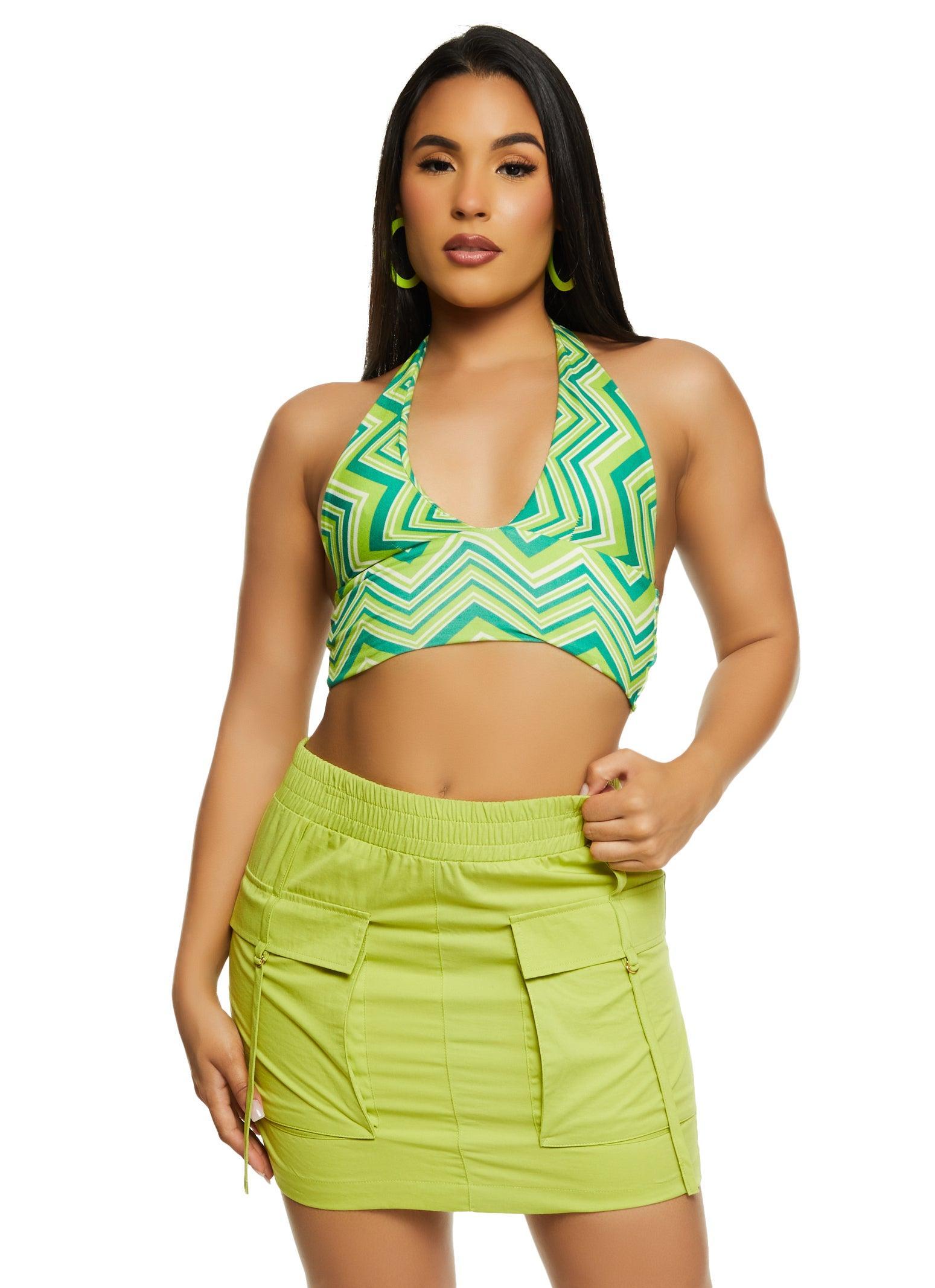 Womens Almost Famous Plunge Halter Crop Top Product Image