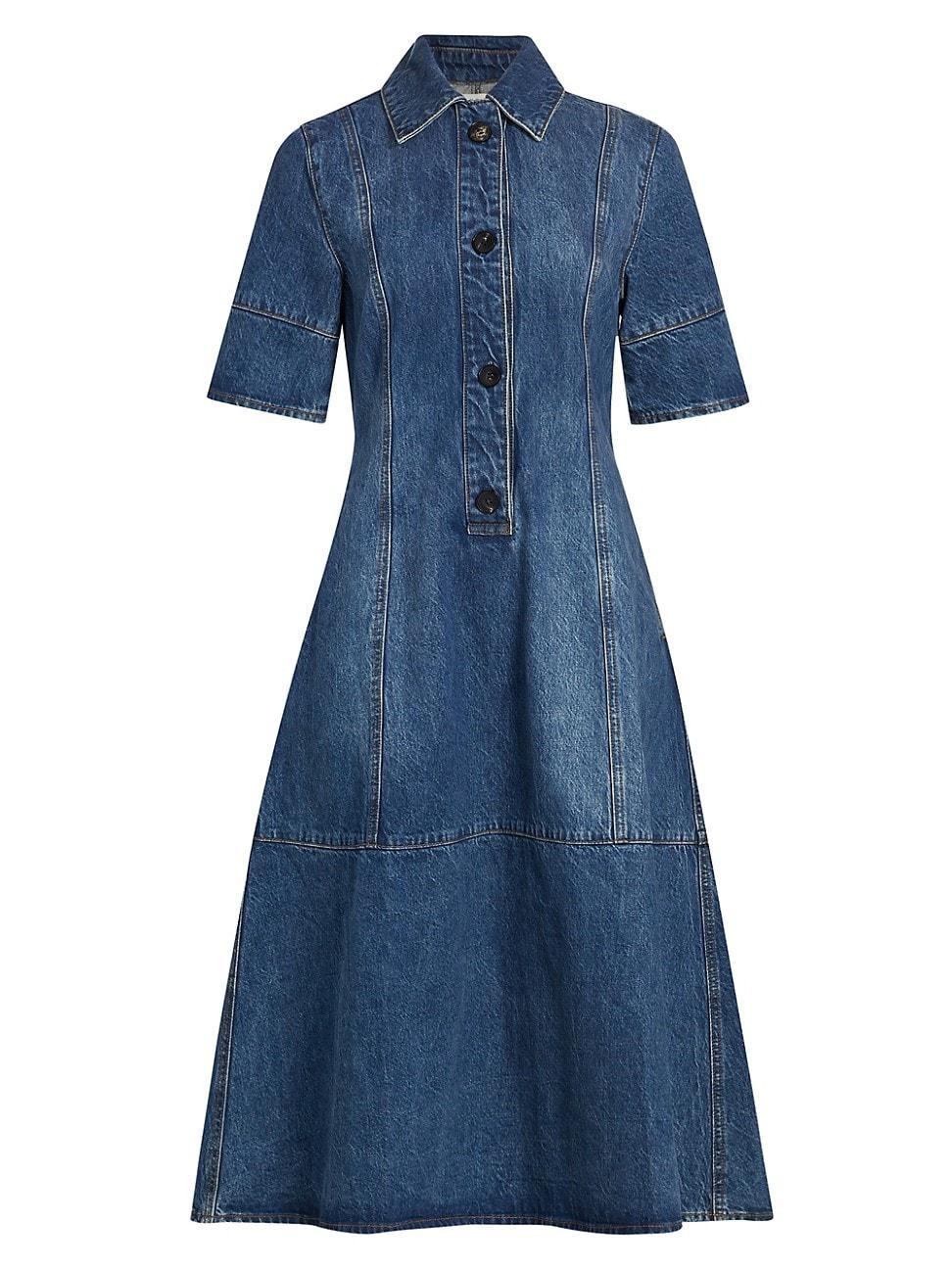 Womens Denim Half-Placket Dress Product Image