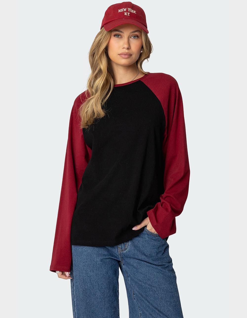 EDIKTED Oversized Raglan Long Sleeve Tee Product Image