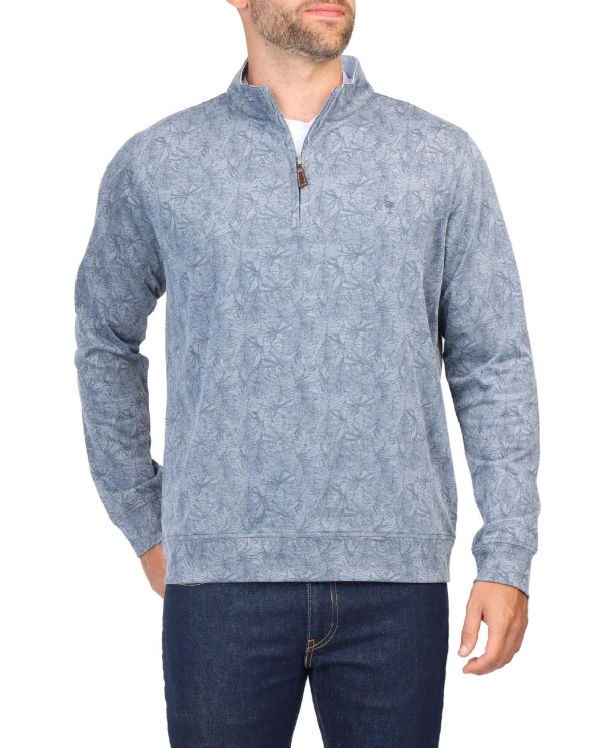 Tailorbyrd Mens Tonal Tropical Print Pique Quarter Zip Product Image