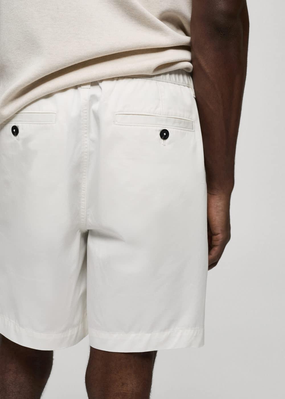 MANGO MAN - 100% cotton drawstring Bermuda shorts off whiteMen Product Image