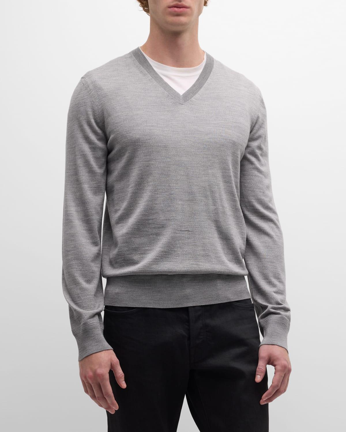 Mens Merino Wool V-Neck Sweater Product Image