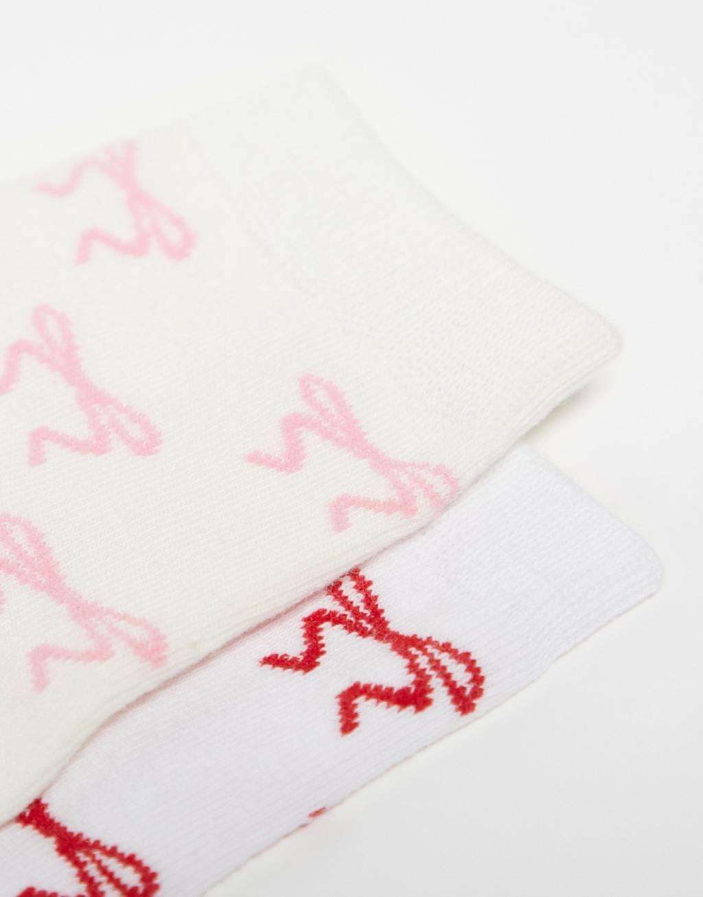 Cotton On crew socks 2 pack in pink red bow Product Image