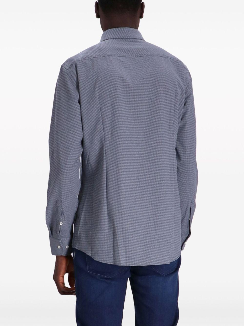 Long-sleeved Cotton-blend Shirt In Blue Product Image