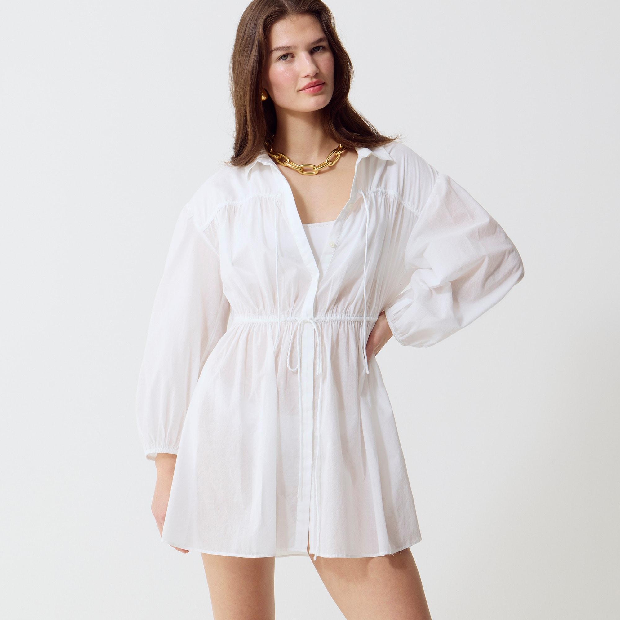 Tie-front beach shirt in cotton voile Product Image