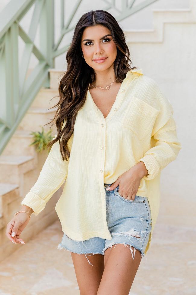 Let Me Adore You Yellow Button Front Gauze Blouse Product Image