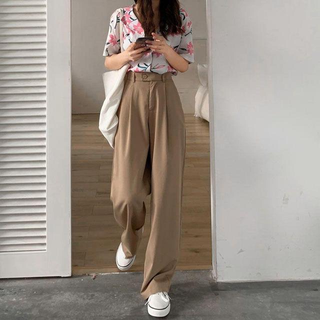 High-Waist Wide-Leg Dress Pants Product Image