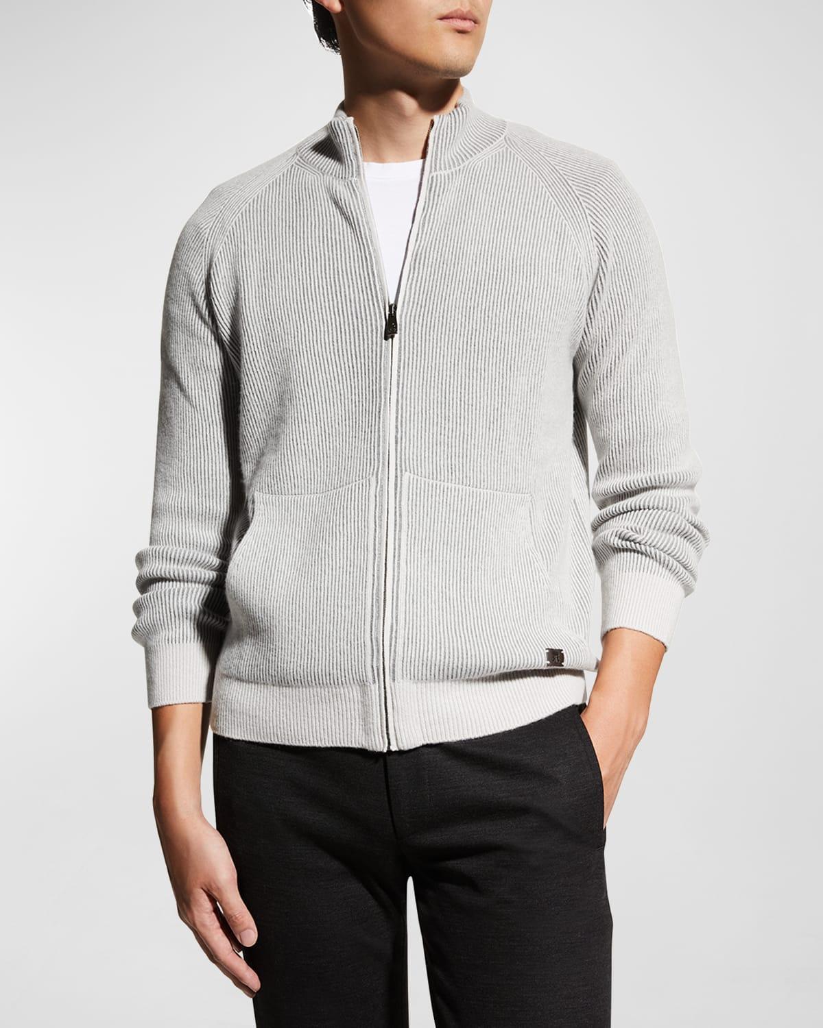 Mens Ribbed Full-Zip Sweater Product Image