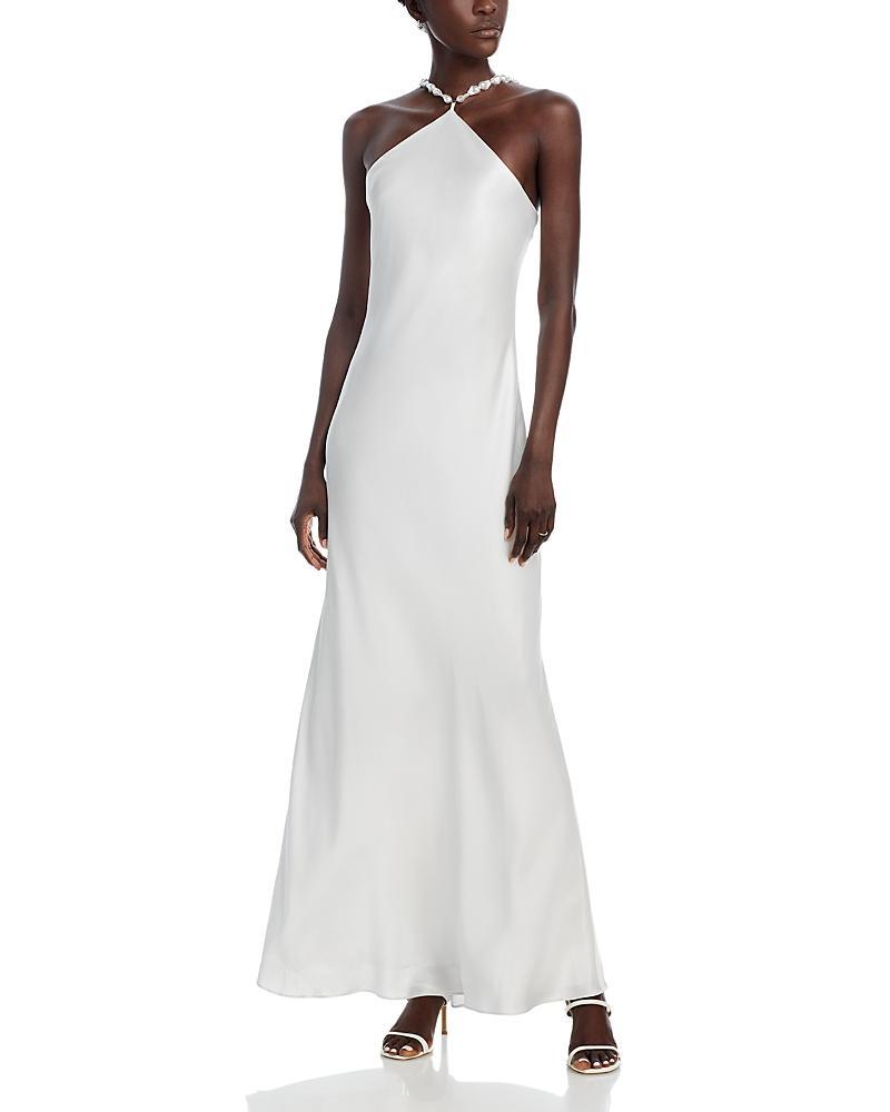 STAUD Cadence Beaded Sleeveless Satin Maxi Dress Product Image