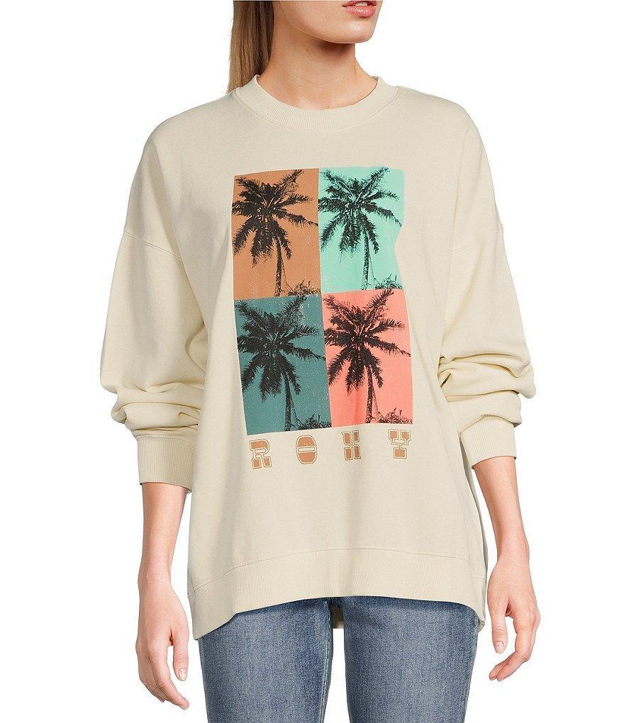 Roxy Long Sleeve Lineup Oversized Fleece Graphic Sweatshirt Product Image