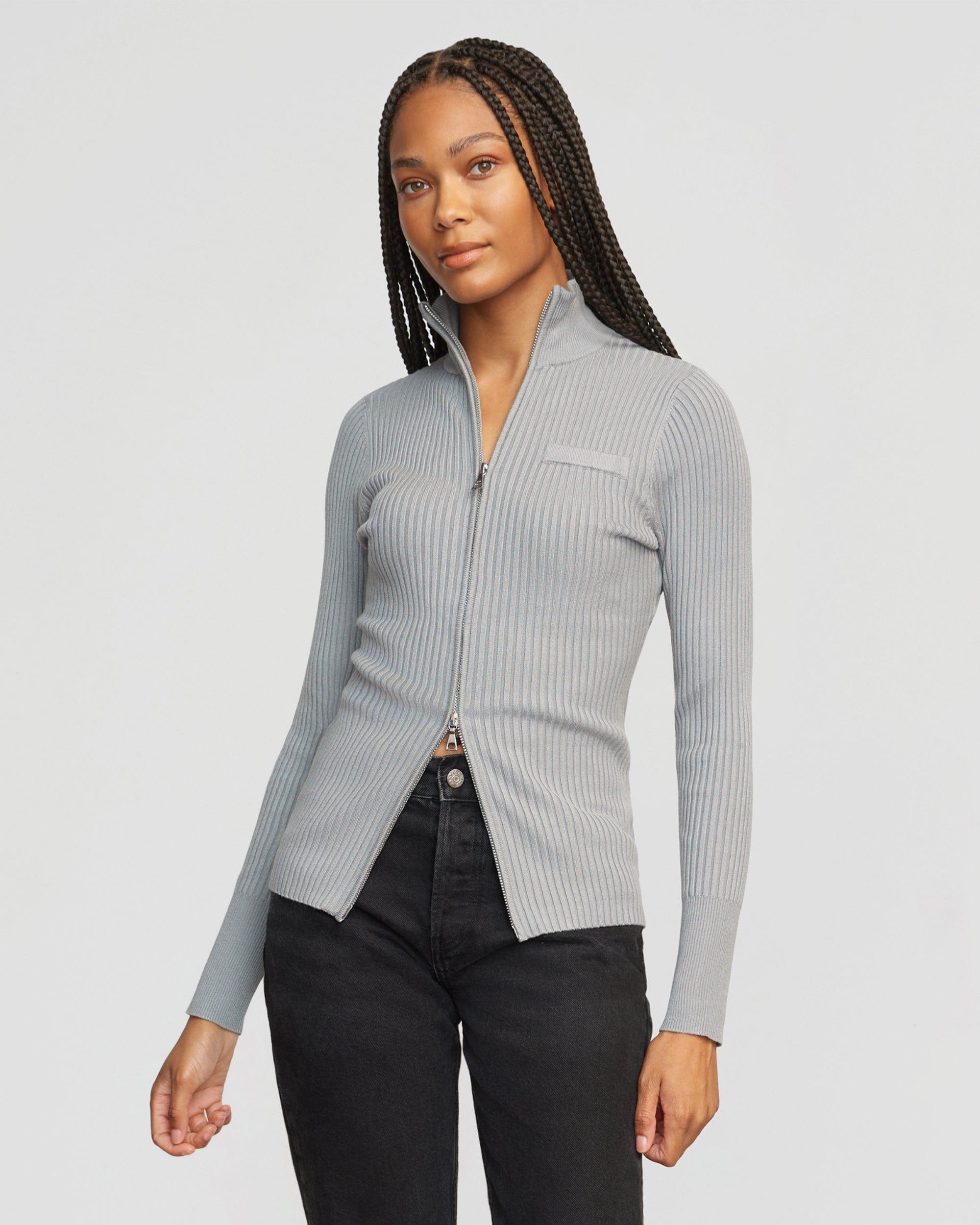 Kaine Ribbed Two-Way Zip Sweater Product Image