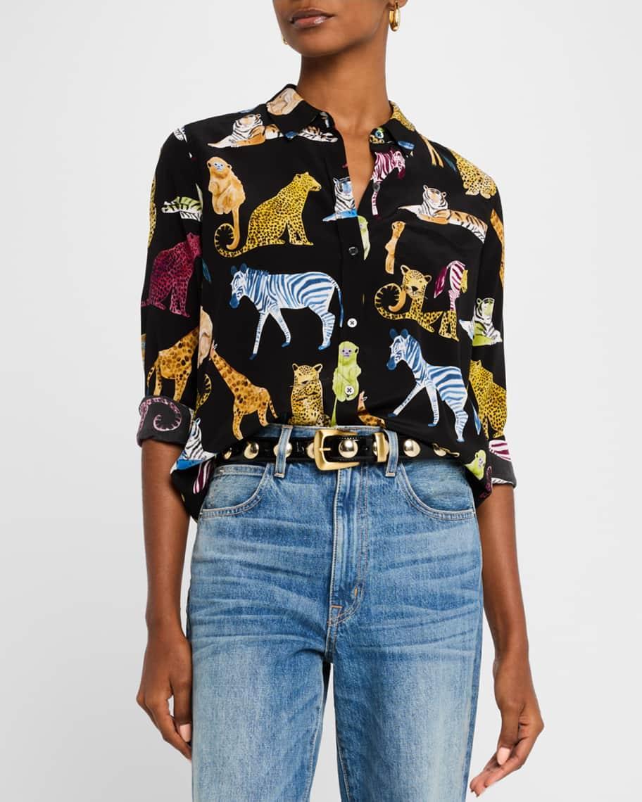 Kate Illustrated Animals Button-Front Shirt  Product Image