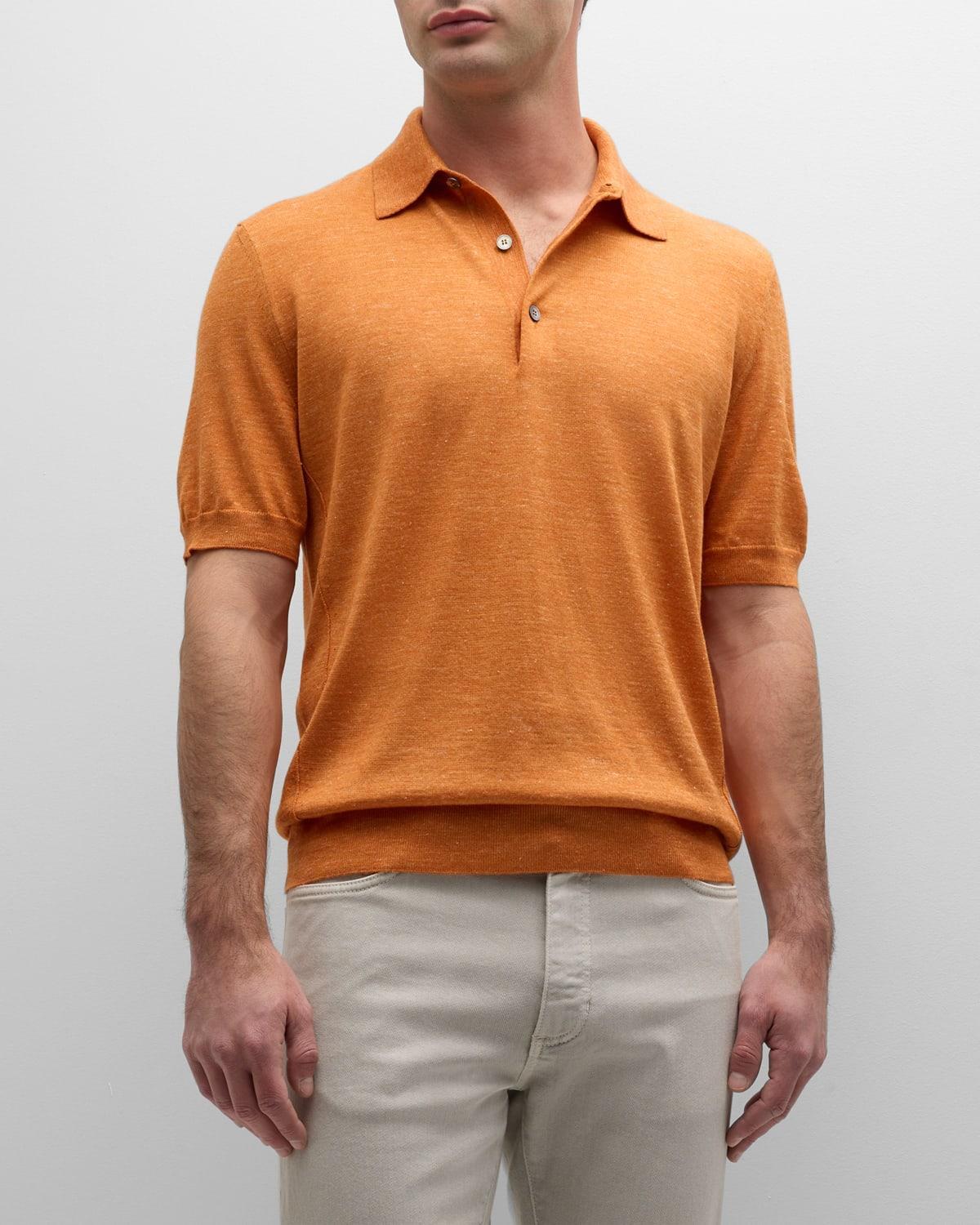 Mens Short-Sleeve Knit Polo Sweater Product Image