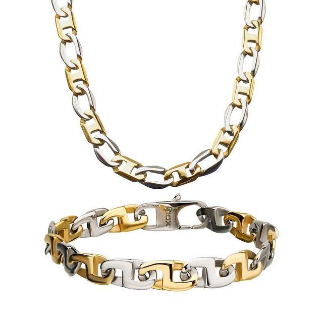 Mens Mariner Chain Necklace & Bracelet Set, Two Tone Product Image