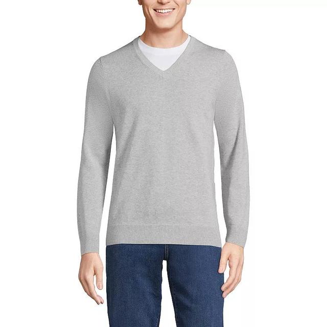 Mens Lands End Fine Gauge Cotton V-Neck Sweater Product Image