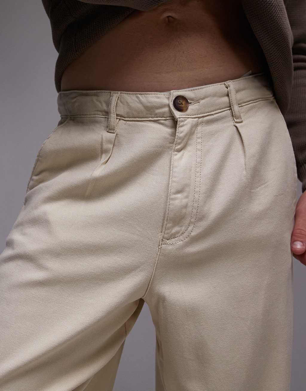 Selected Homme wide fit pleated pants in cream Product Image