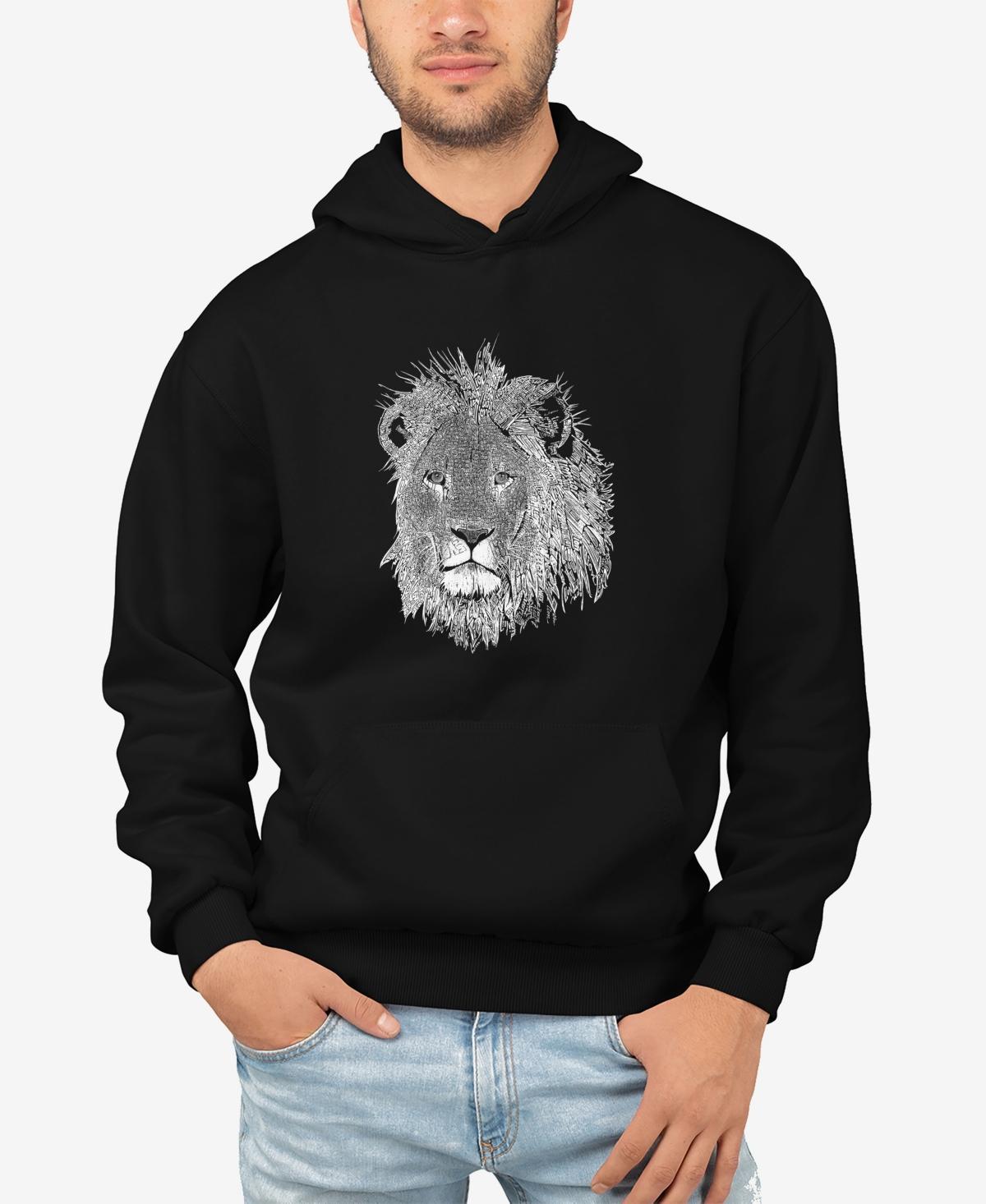 Mens Word Art Lion Hooded Sweatshirt Product Image