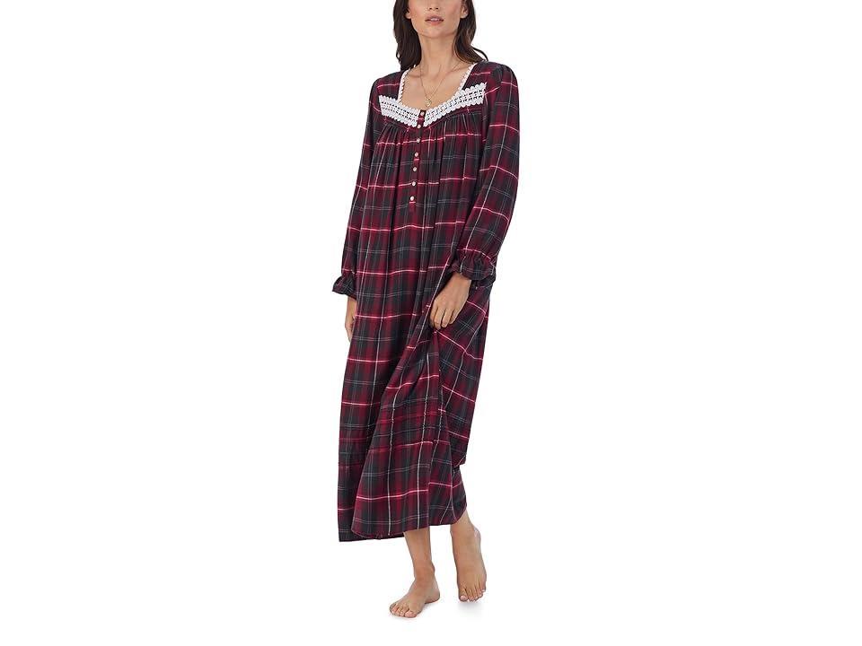 Eileen West Cotton Flannel Long Sleeve Ballet Gown Plaid) Women's Pajama Product Image