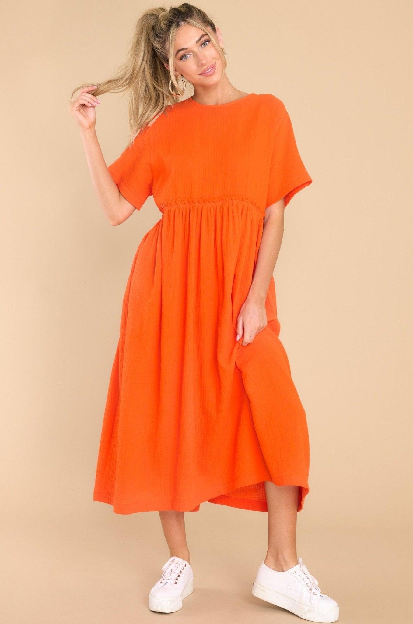 Aura It Was Kismet Flame Midi Dress Orange Product Image