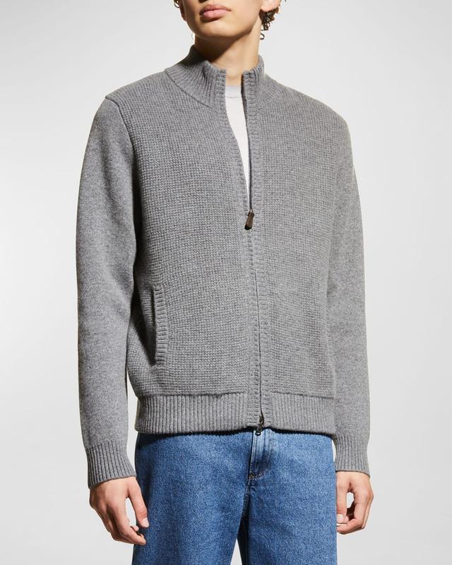 Mens Waffle-Knit Cashmere Full-Zip Jacket Product Image