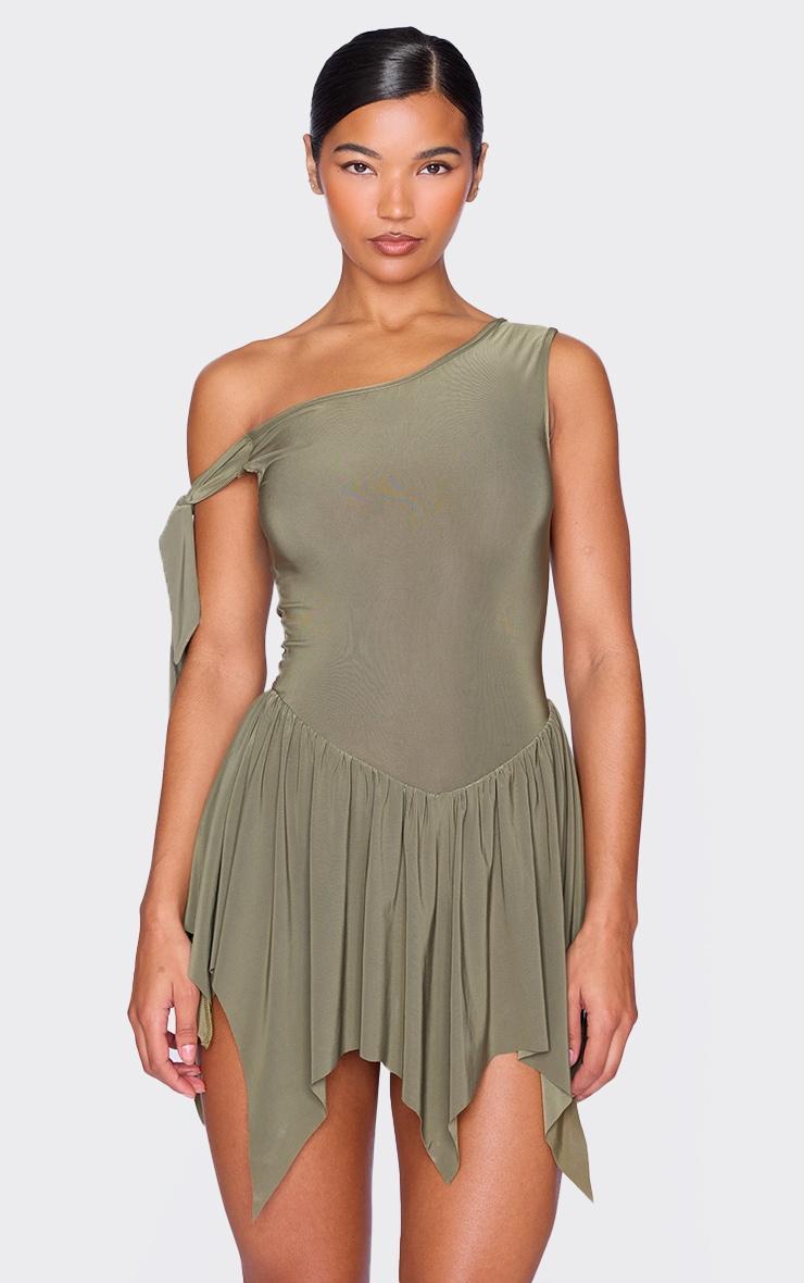 Khaki Slinky Tie Strap Rara Skort Romper Product Image