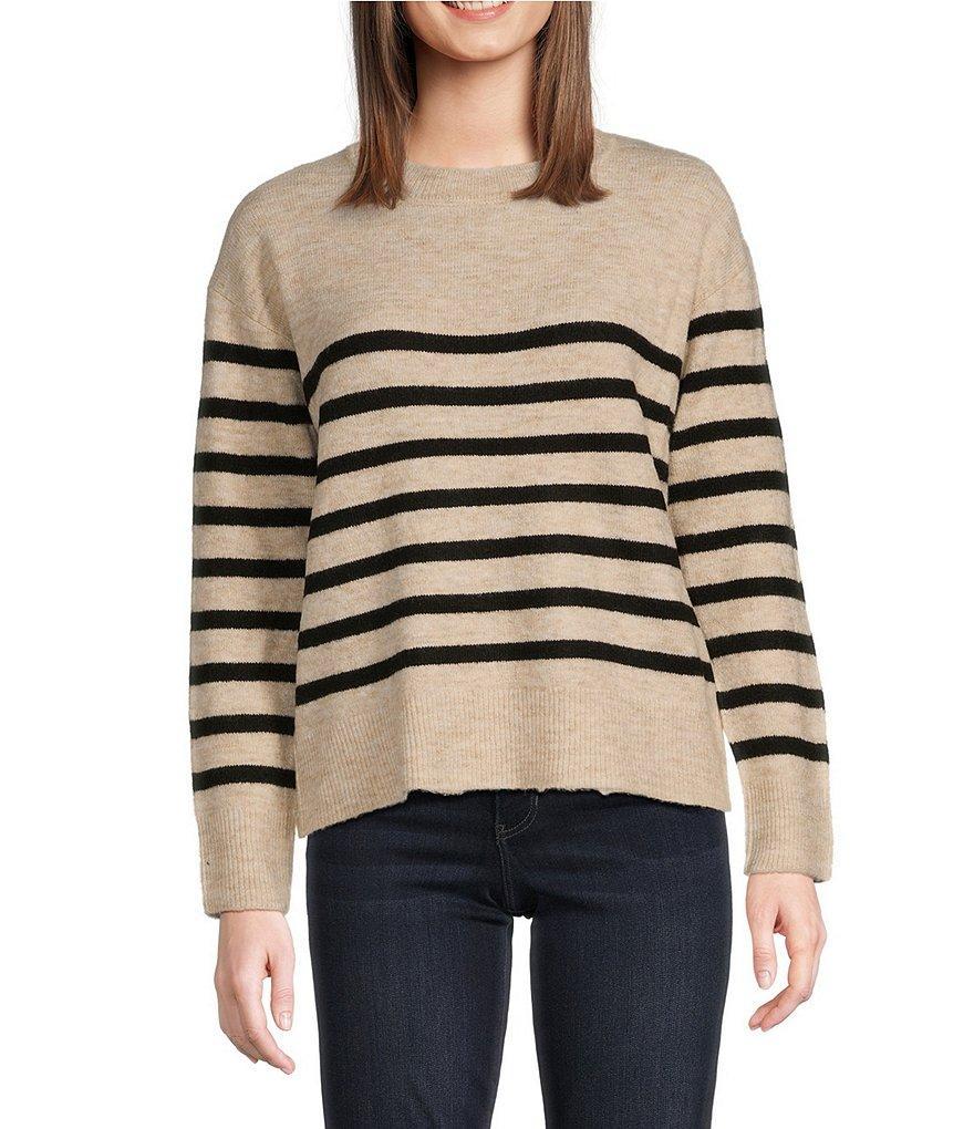 Liverpool Los Angeles Stripe Crew Neckline Drop Shoulder Long Sleeve Sweater Product Image