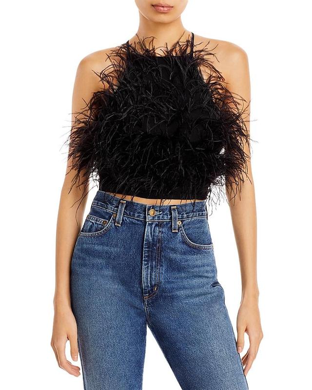 Joey Ostrich Feather Halter Top Product Image