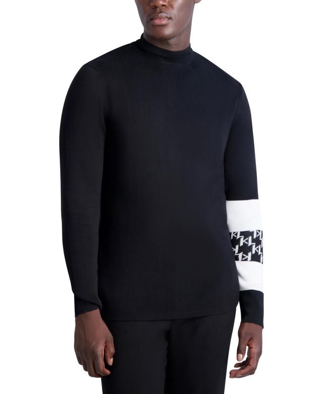 Karl Lagerfeld Paris Mens Long Sleeve Mock Neck Sweater - Black Product Image