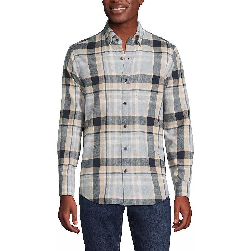 Big & Tall Lands End Tailored-Fit Flagship Flannel Shirt, Mens Balsam Green Plaid Product Image