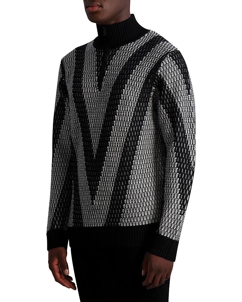 Karl Lagerfeld Paris Jacquard Half Zip Sweater Product Image