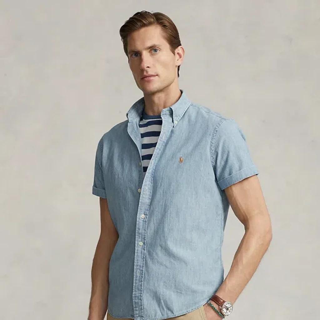 Men's Classic-fit Cotton Oxford Shirt In Light Indigo Product Image