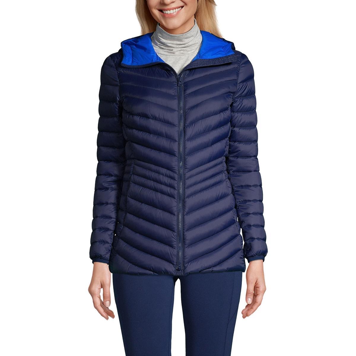 Womens Lands End Hooded Down Wanderweight Ultralight Packable Jacket Product Image