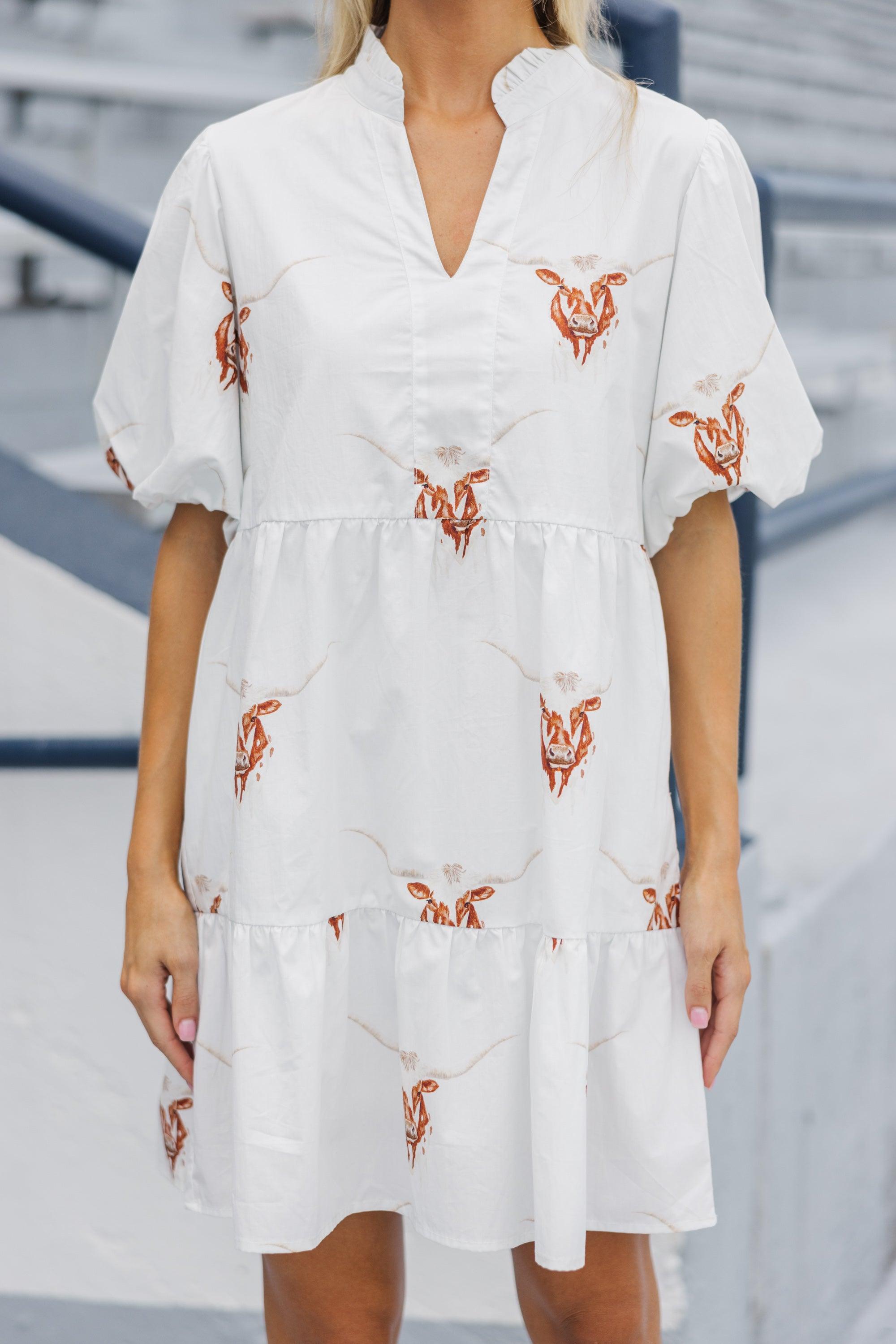 Somewhere Out There Cream Longhorn Babydoll Dress Female Product Image