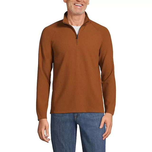 Mens Lands End Long Sleeve Hybrid Textured Quater Zip Pullover Product Image