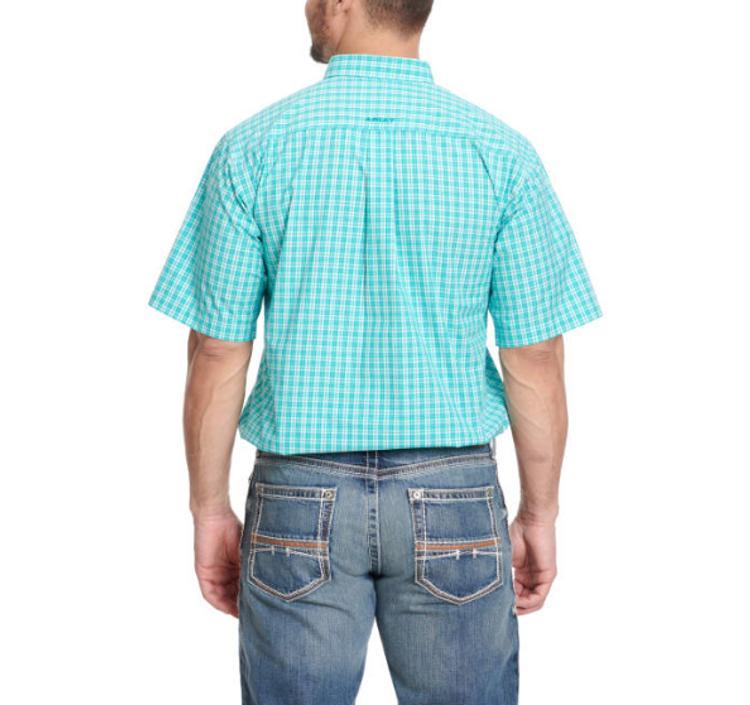 Ariat® Men's S/S Turquoise Plaid Pro Series Jensen Button Shirt Product Image