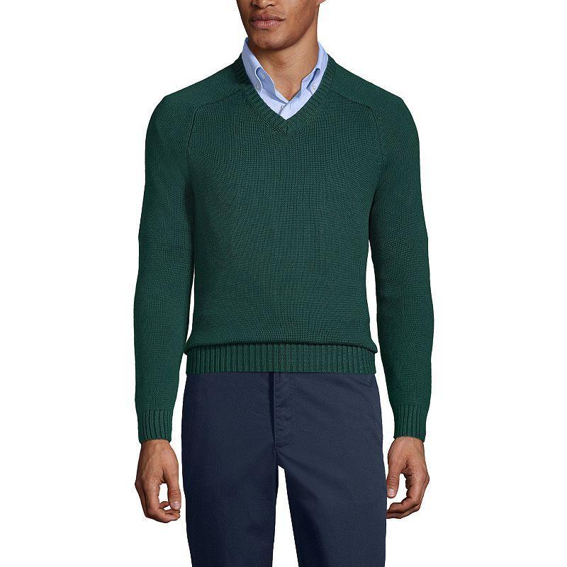 Lands End Mens School Uniform Cotton Modal V-neck Sweater Product Image