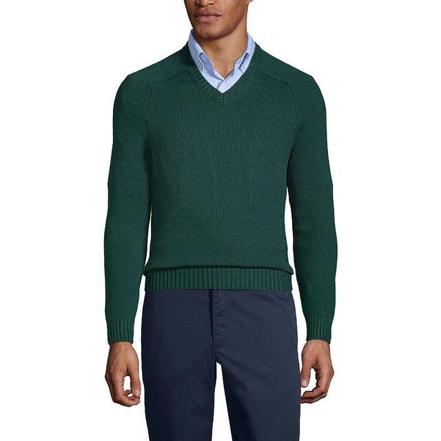 Mens Lands End School Uniform V-Neck Sweater, Mens Classic Blue Product Image