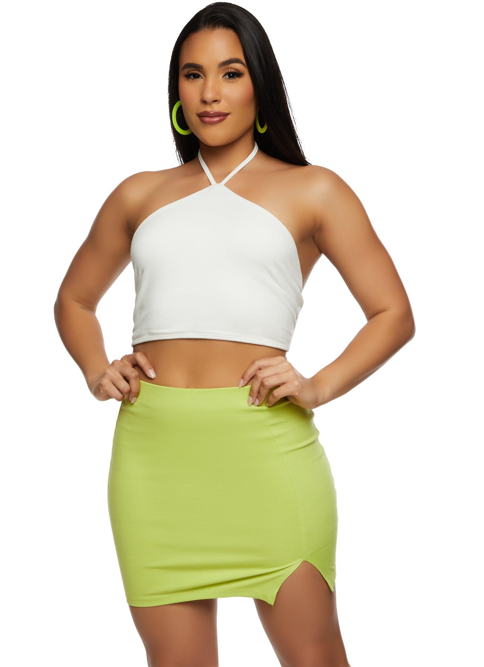 Womens Split Hem High Waist Mini Skirt Product Image