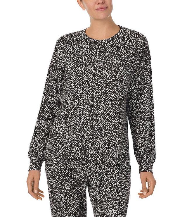 Donna Karan Knit Long Sleeve Round Neck Coordinating Texture Print Lounge Top Product Image