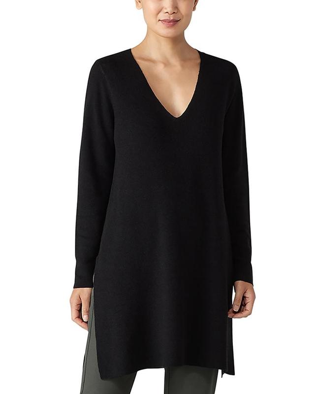 Eileen Fisher Cotton V Neck Tunic Sweater Product Image