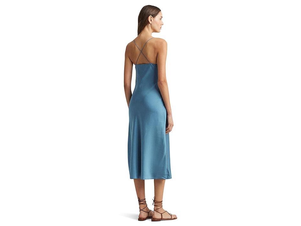 LAUREN Ralph Lauren Featherweight Charmeuse Slip Dress (Pale Azure) Women's Dress Product Image