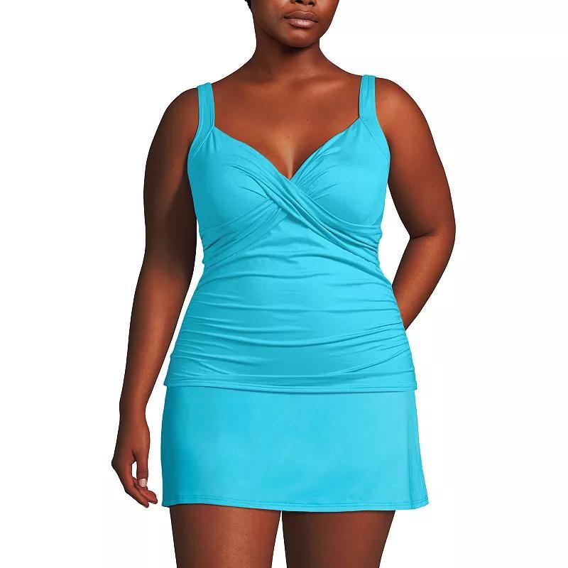 Plus Size Lands End Bust Enhancer UPF 50 V-Neck Tankini Swimsuit Top, Womens Island Green Product Image