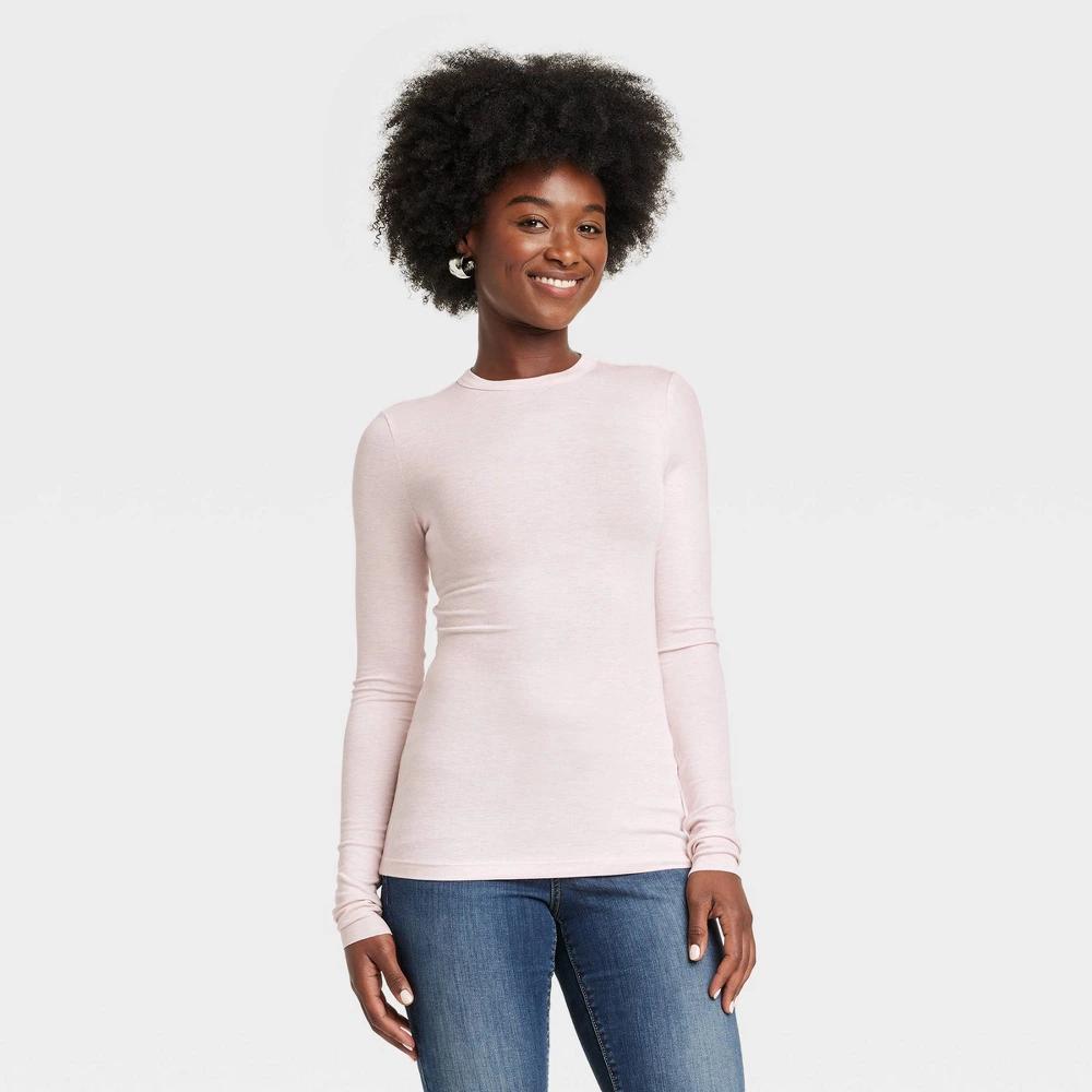 Womens Long Sleeve Featherweight Crewneck T-Shirt - Universal Thread Heather Mauve XL product image