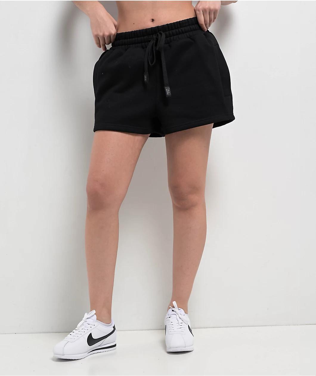 FB County Rhinestone Black Sweat Shorts Product Image