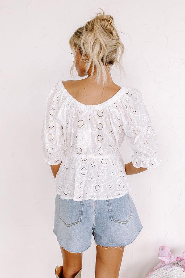 The Next Chapter Eyelet Top In White Product Image