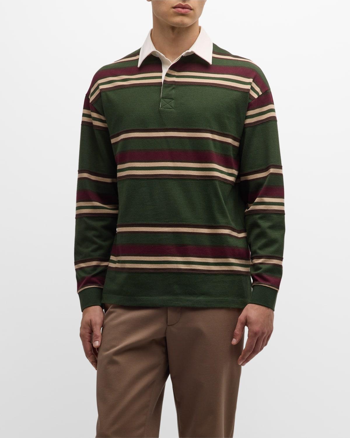 Mens Striped Jersey Cotton-Cashmere Polo Shirt product image