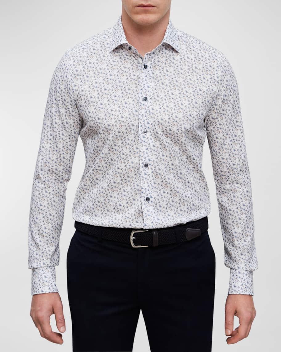 Mens Cotton Floral-Print Sport Shirt Product Image