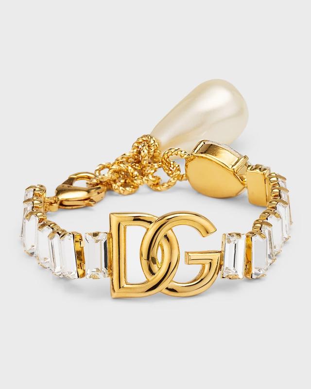 Dolce & Gabbana DG Logo Imitation Pearl & Crystal Bracelet Product Image