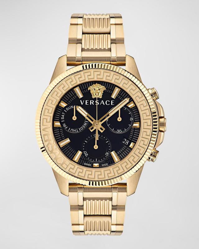 Mens Greca Action Goldtone Stainless Steel Chronograph Watch Product Image