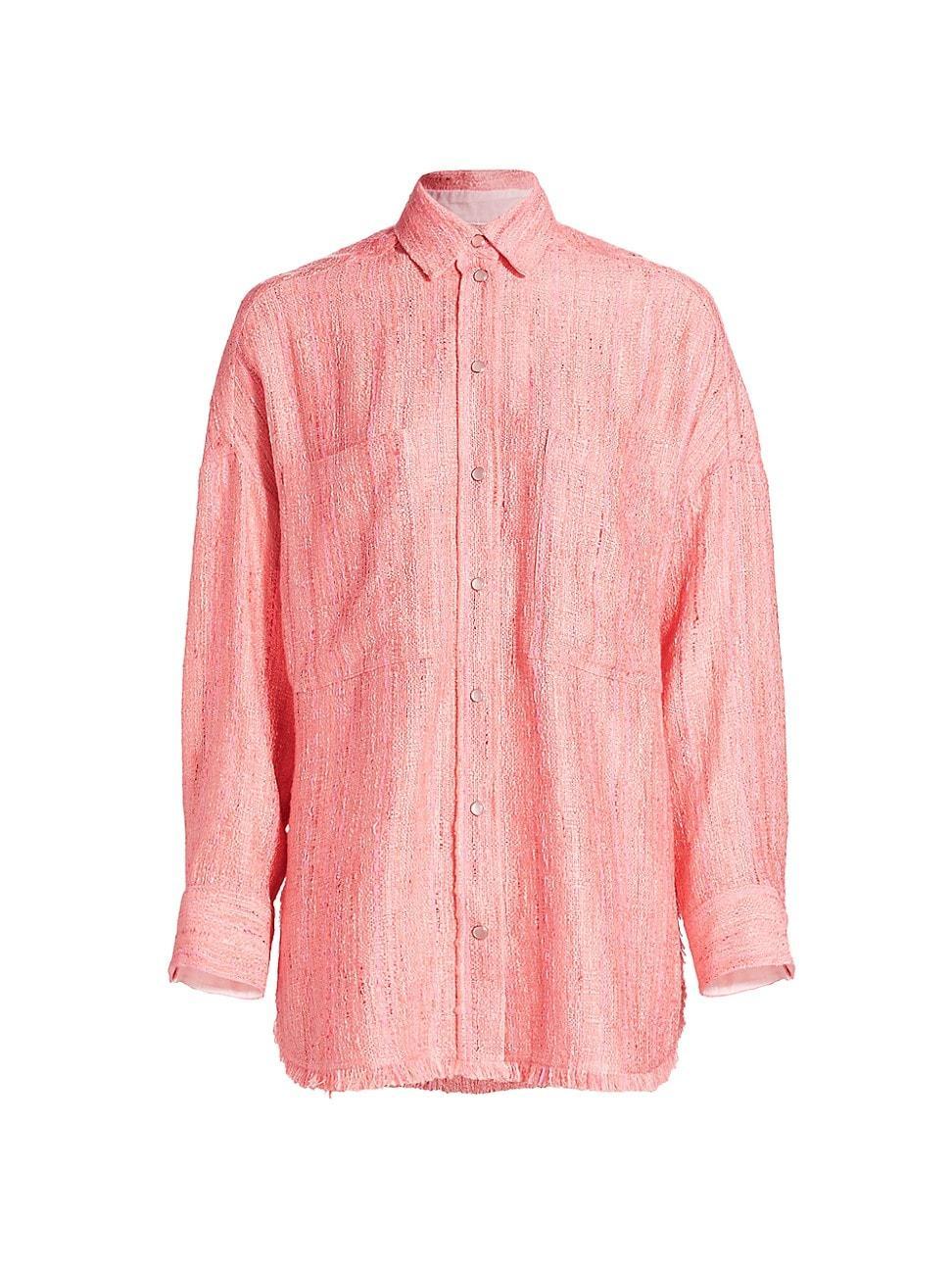IRO Womens Founda Fringed Boucl Shirt Jacket - Pink Product Image